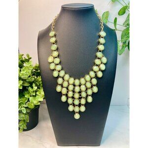 M. Haskell Peridot Green Statement Necklace Gold-Tone Chain -345